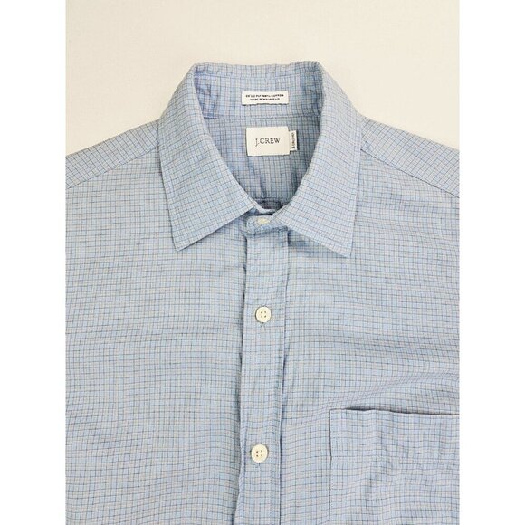 J. Crew Size Small 14.5-15 Mens Blue Orange White Check Long Sleeve Cotton Shirt - Picture 5 of 9